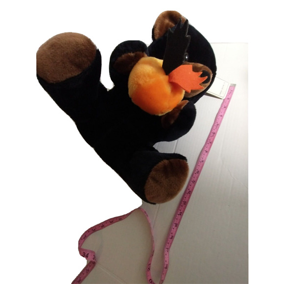 Vintage Chrisha Playful Plush Black bear with pumpkin 1988 With Tags - Picture 6 of 12